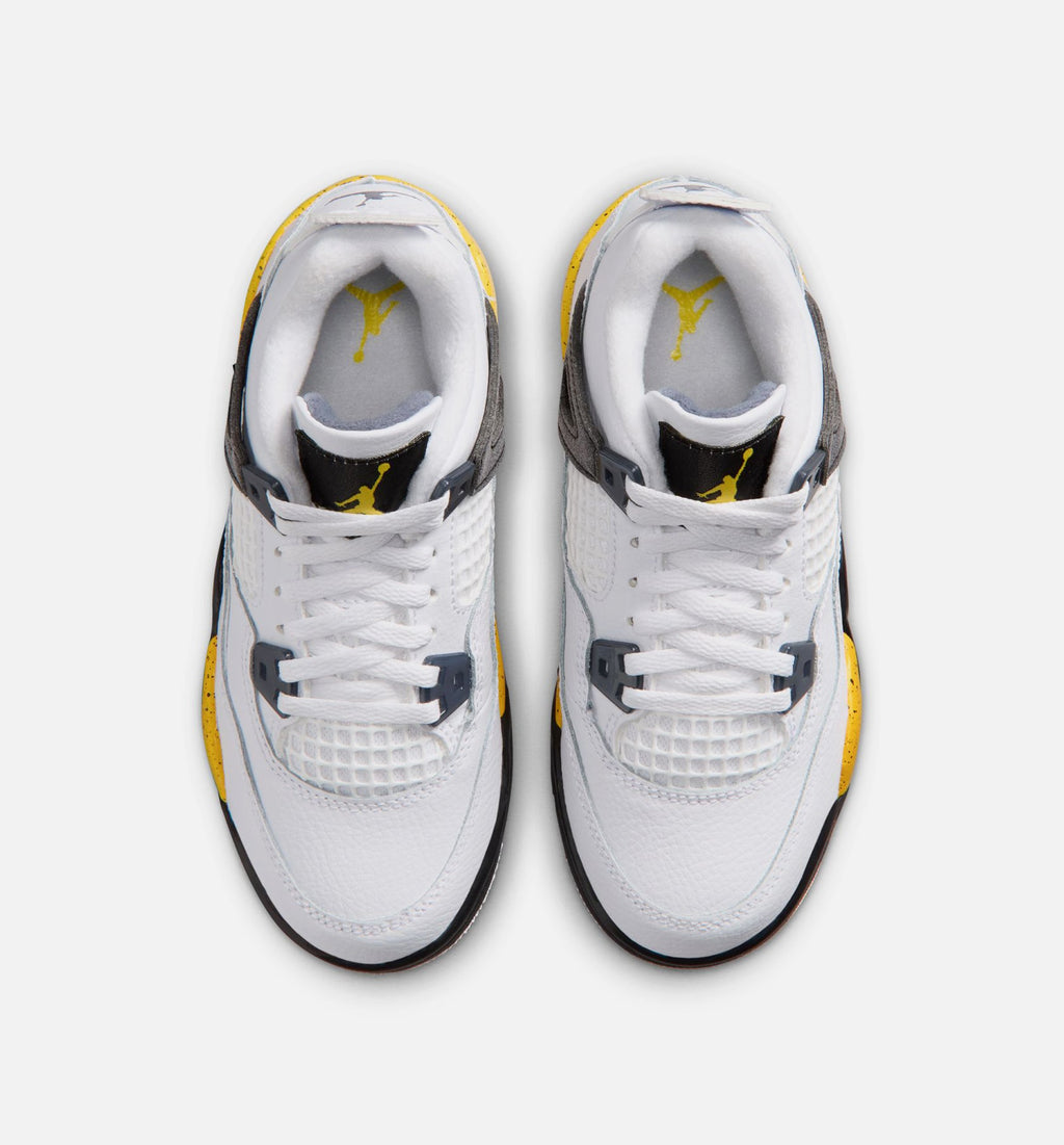 Air Jordan 4 Retro Rare Air Tour Yellow Preschool Shoes - White/Yellow/Grey