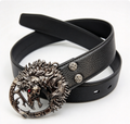 Pegasus Leather Belt Black Litchi Grain Red Zircon Sculpted Waist Belt