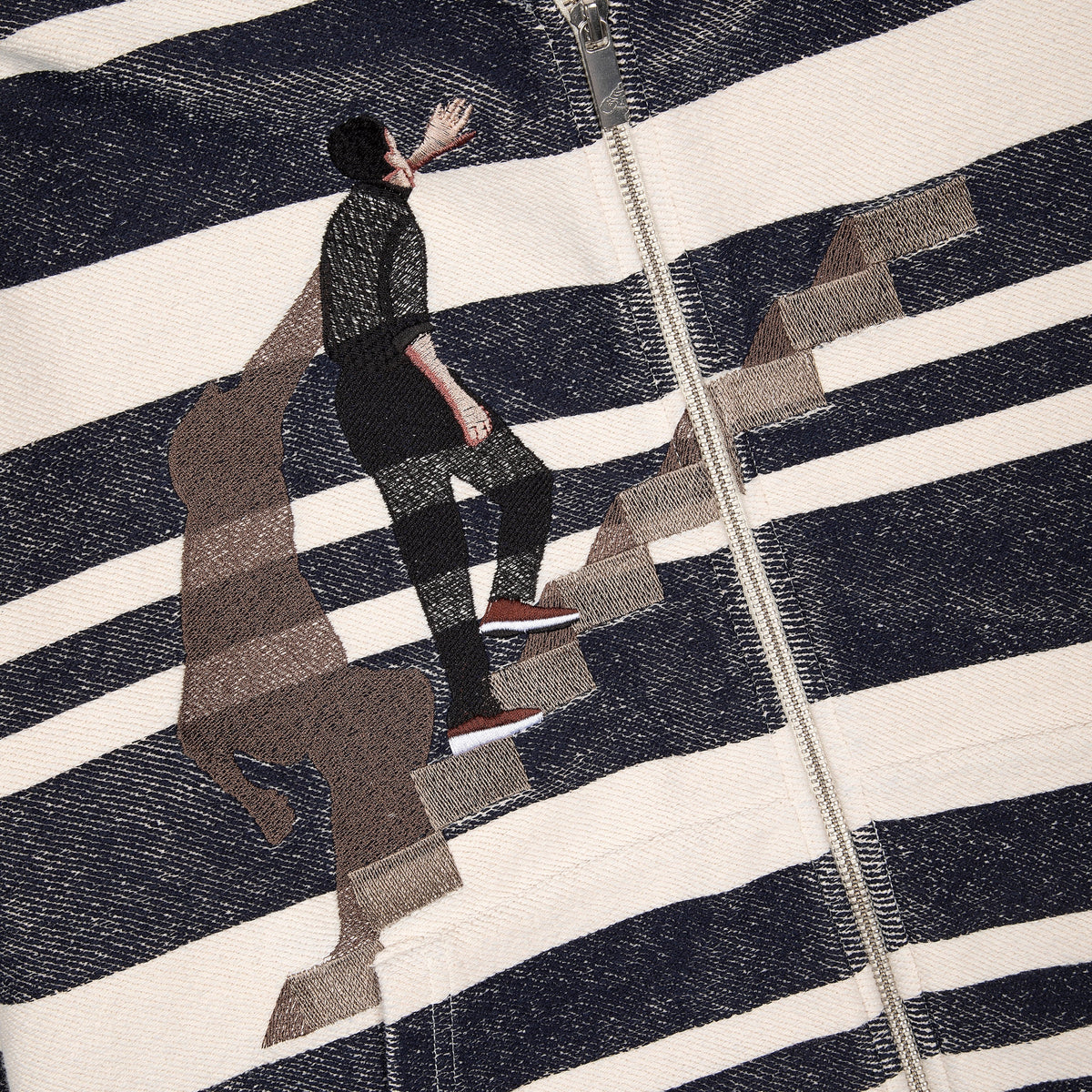 "on air" striped Zip Up