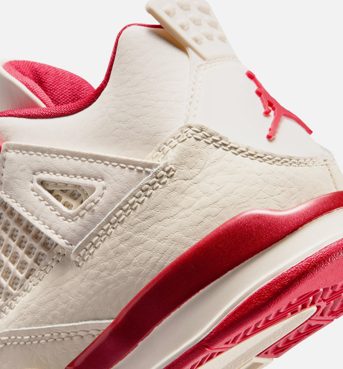 Air Jordan 4 Retro Valentine's Day Preschool Shoes - Pale Ivory Sierra Red Tough Red