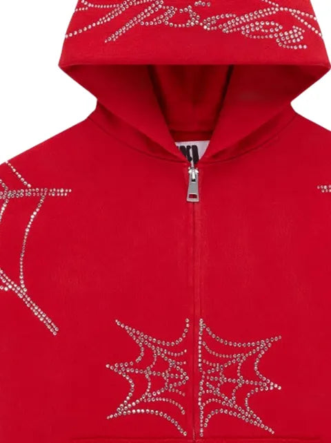 SP5DER rhinestone-embellishment hoodie