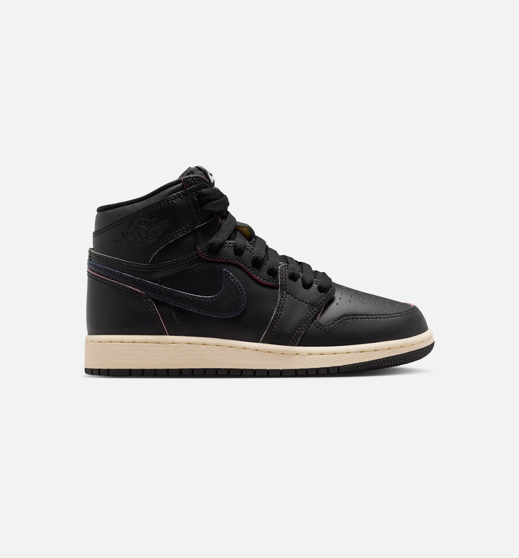 Air Jordan 1 Retro High OG Youth Sneakers - Black/Muslin