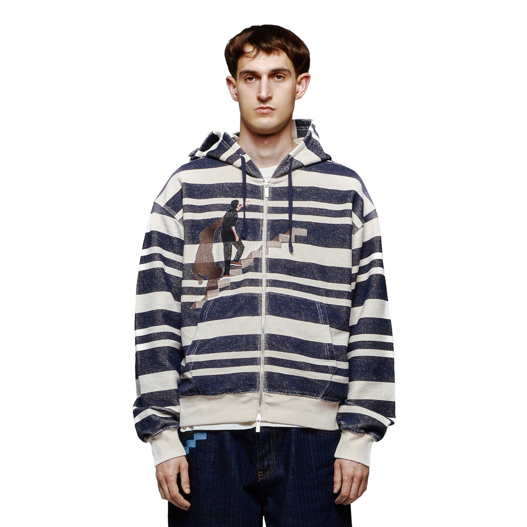 "on air" striped Zip Up