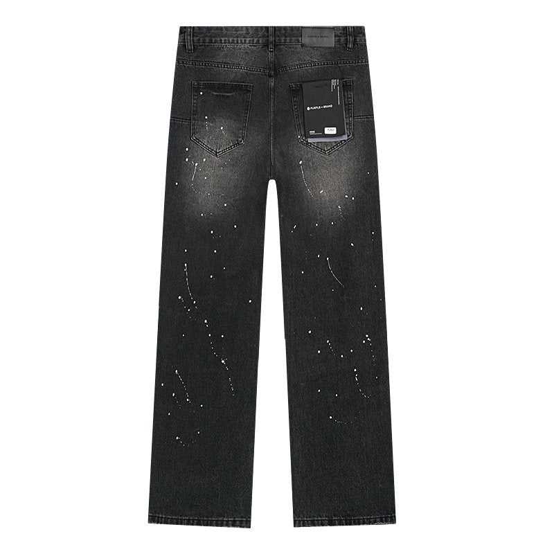 Purple Brand Black Paint-Splatter Distressed Jeans