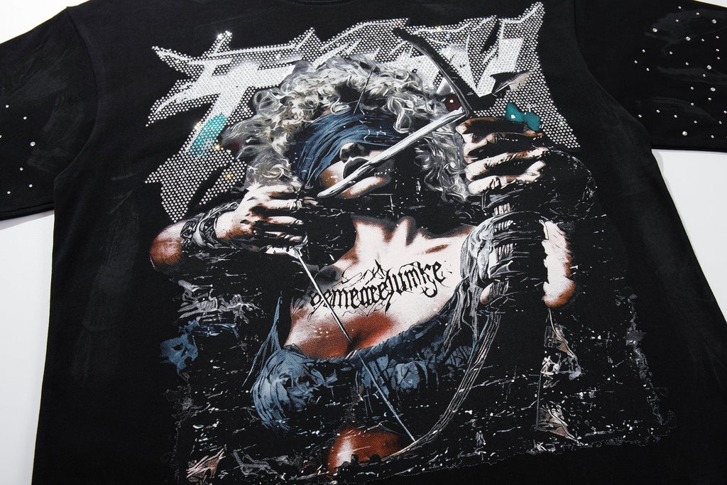 BKYS Revival Rhinestone Portrait Graphic T-Shirt