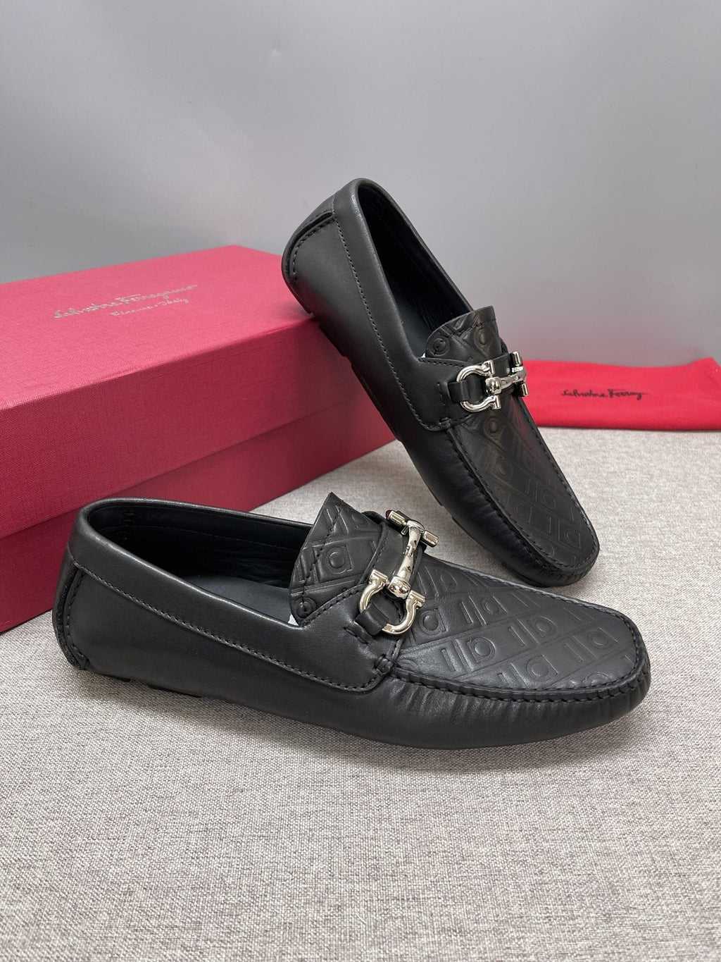 Ferragamo Men's Black Bit Driving Loafers
