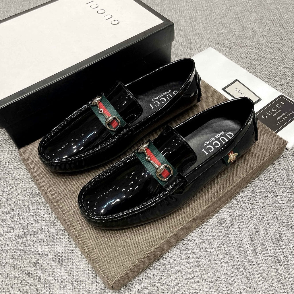 Gucci Web Stripe Loafers - Moc-Toe Stitching