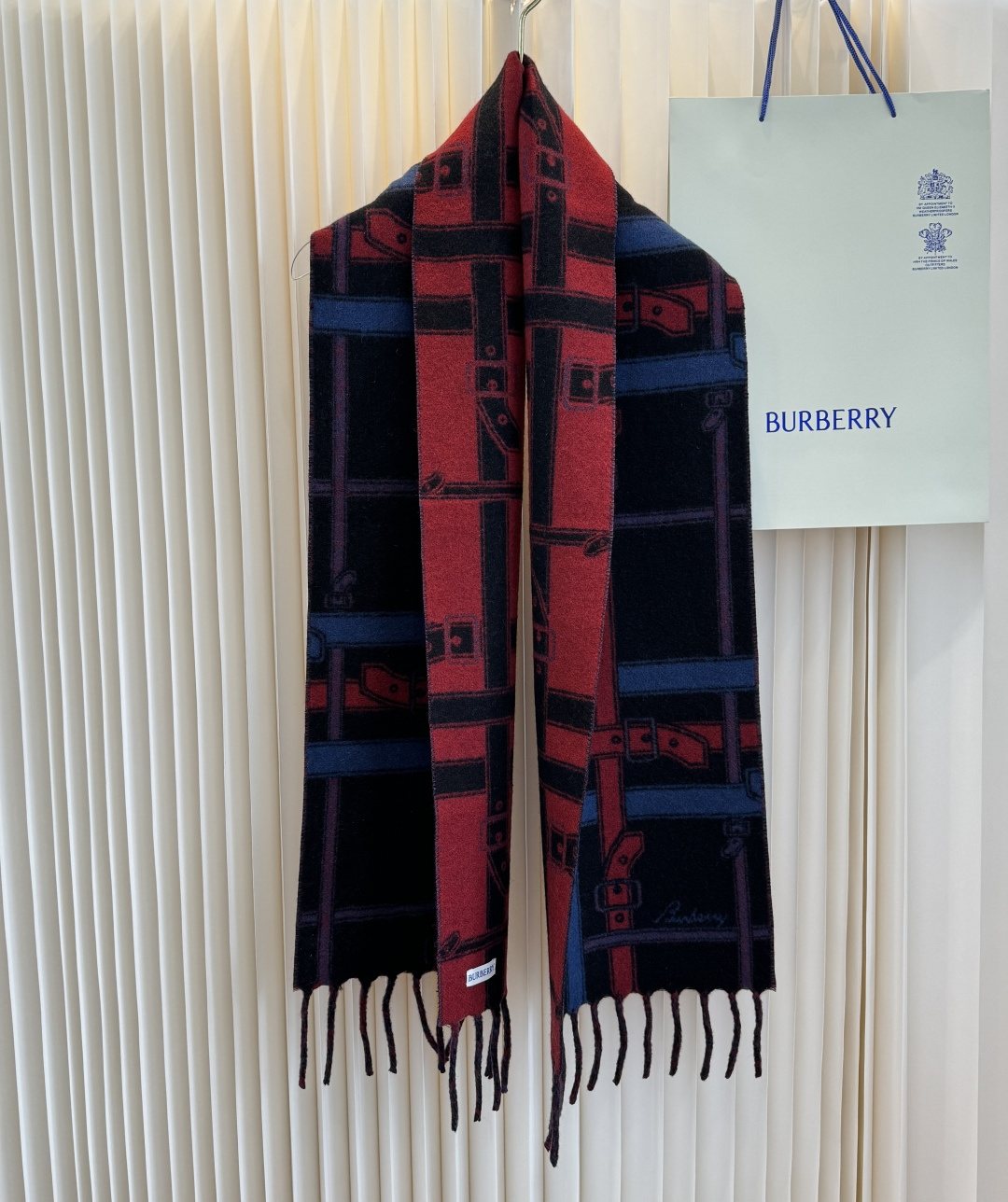 Burberry Reversible Cashmere Fringe Scarf