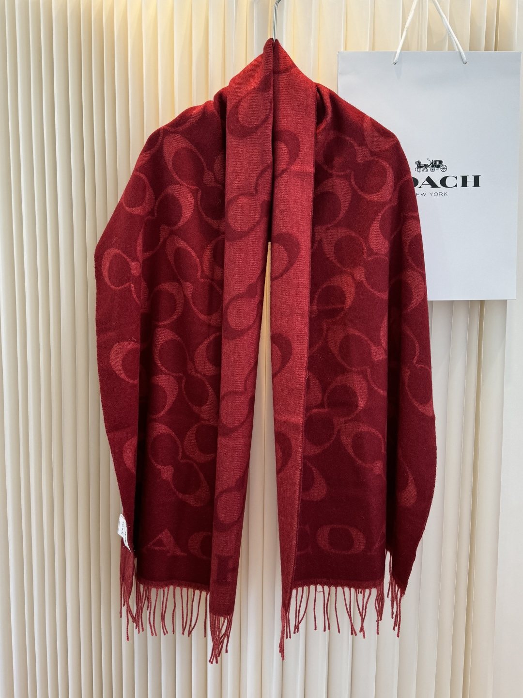 Coach Fringed Monogram Scarf